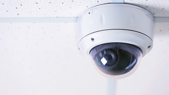 security camera in use on ceiling