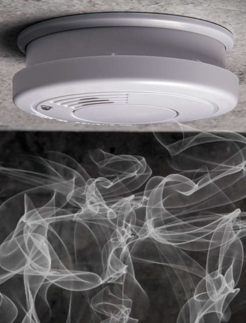 smoke detector and fire alarm on ceiling